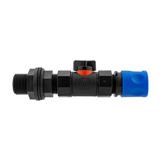 Hose Connector Blue with In-Line BSPF Valve and Water Butt Connector Tap Adapter