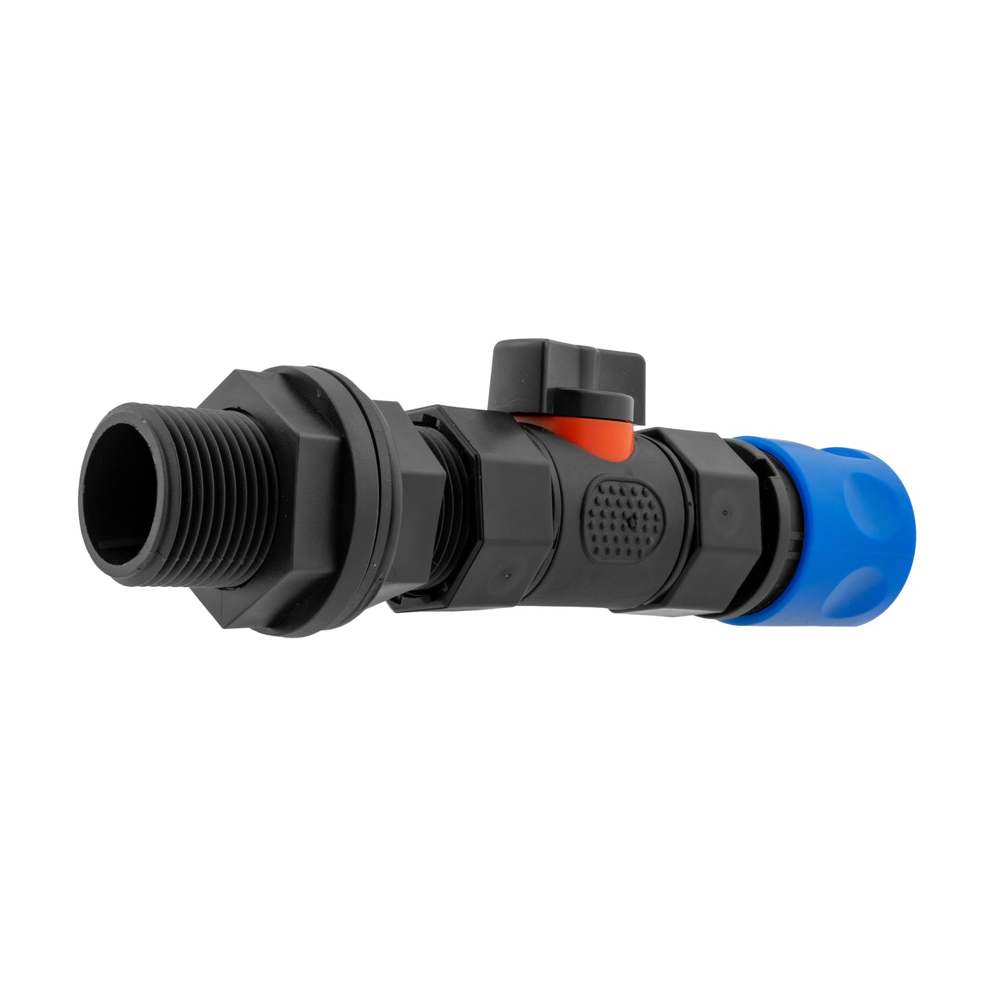 Hose Connector Blue with In-Line BSPF Valve and Water Butt Connector Tap Adapter