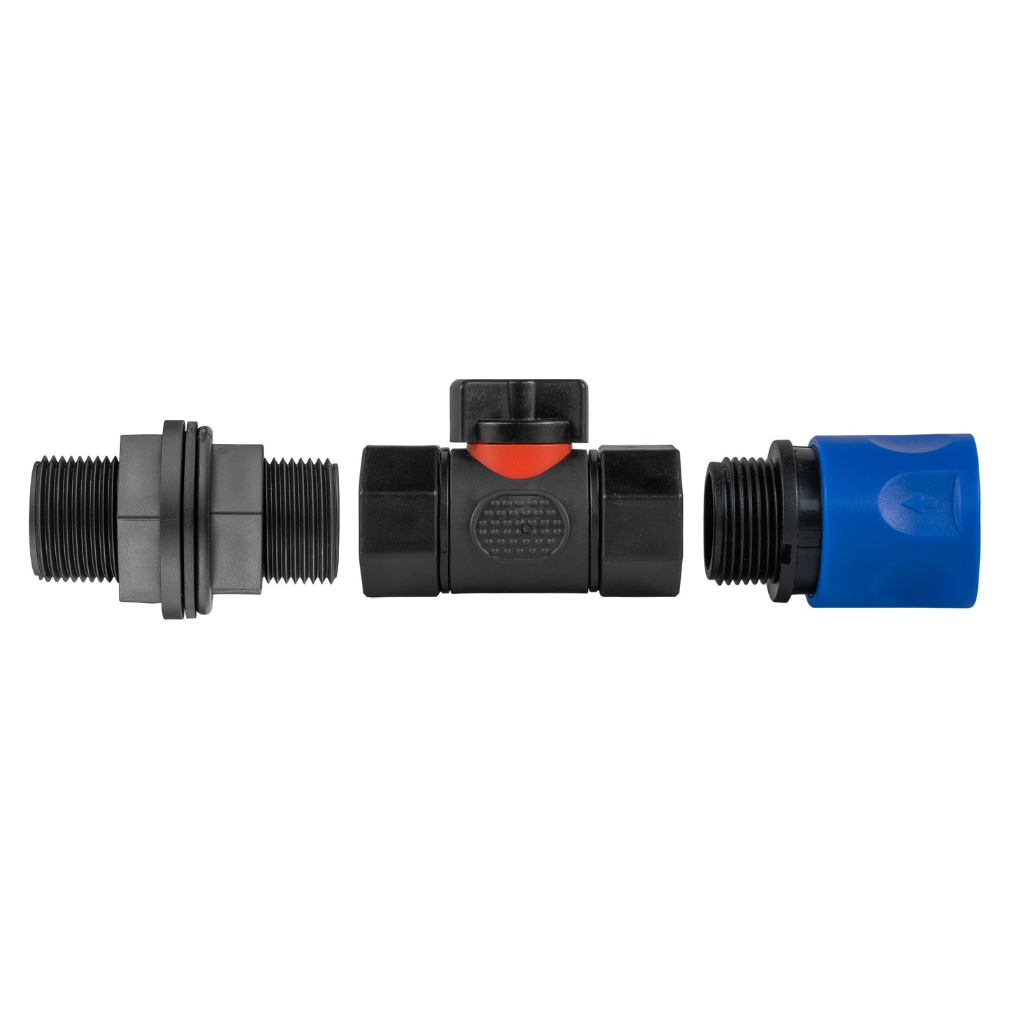 Hose Connector Blue with In-Line BSPF Valve and Water Butt Connector Tap Adapter