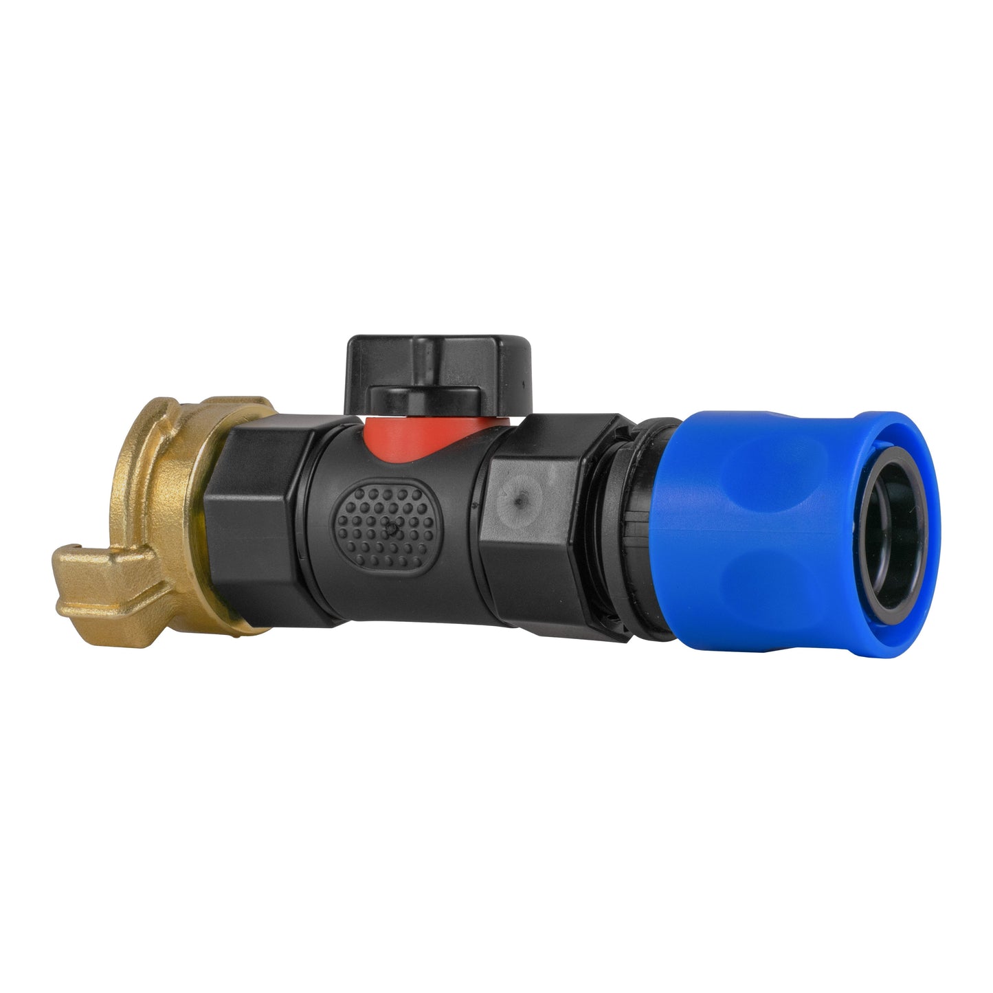 Hose Connector Blue with In-Line BSPF Valve and Geka Type Connector Tap Adapter