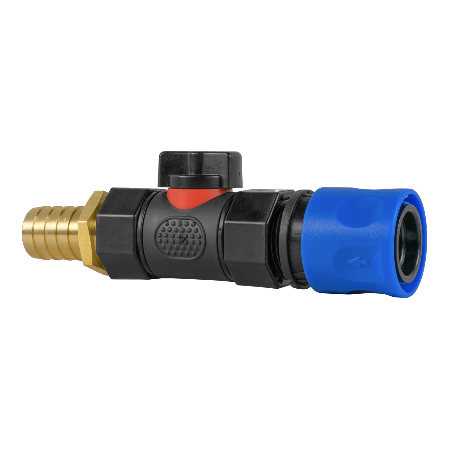 Hose Connector Blue with In-Line BSPF Valve and 19mm Brass Barb Garden Hose Pipe