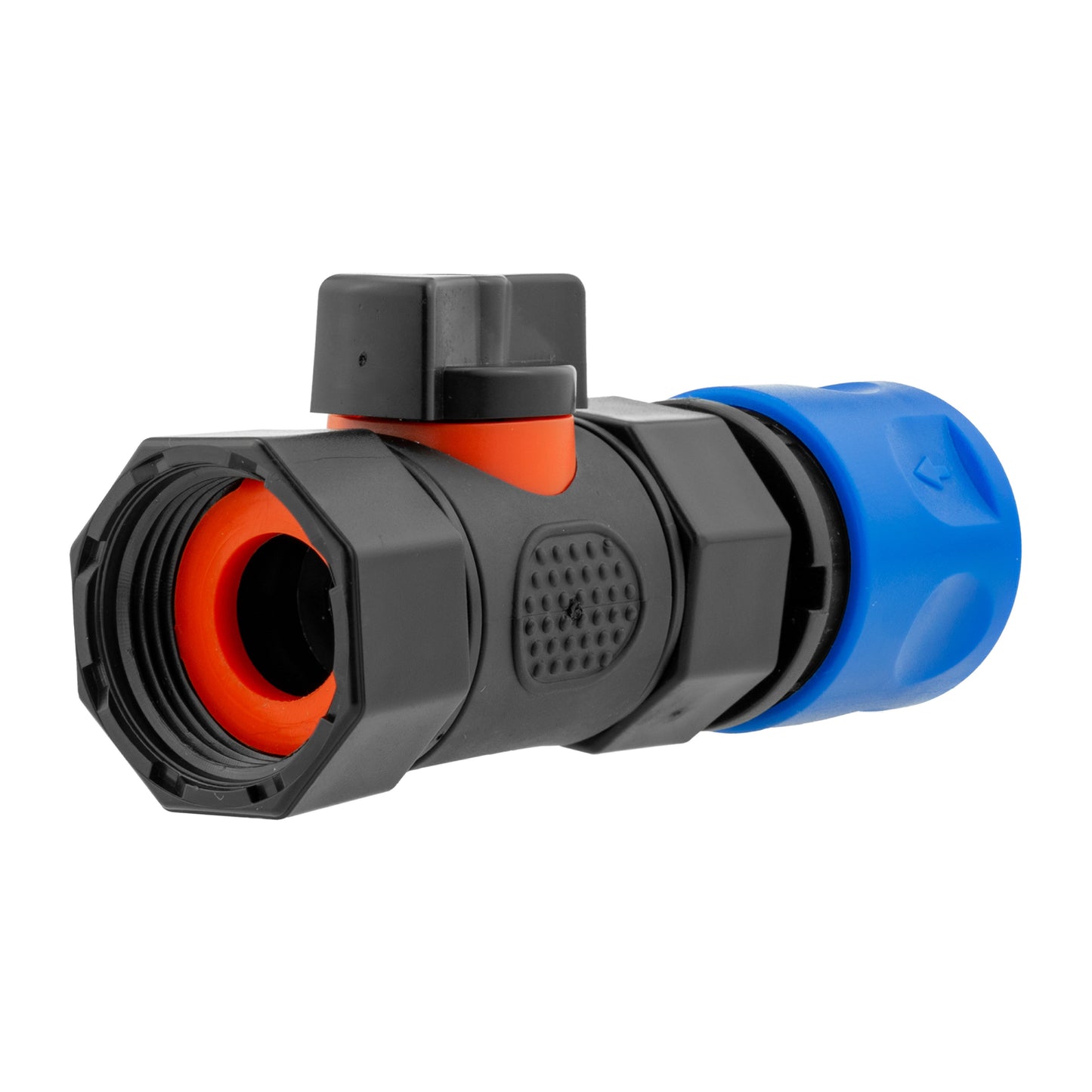 Hose Connector Blue with In-Line BSPF Threaded Valve for Drip Irrigation Fitting