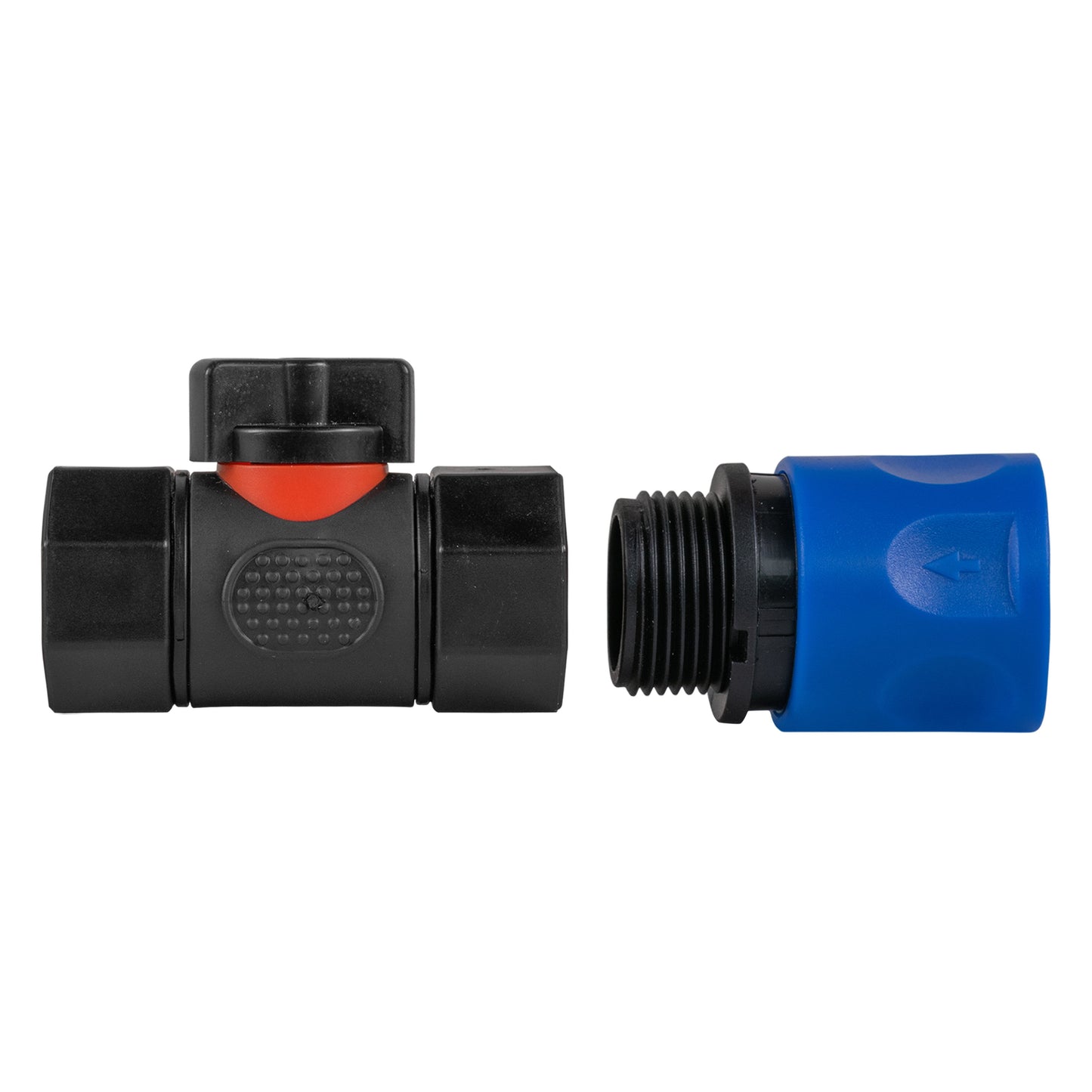 Hose Connector Blue with In-Line BSPF Threaded Valve for Drip Irrigation Fitting