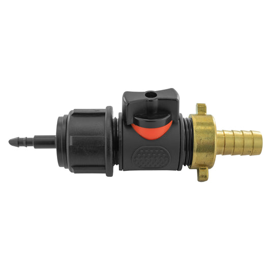 4mm Barb Micro Connector with In-Line BSPM Valve and 13mm Brass Barb Tap Adapter
