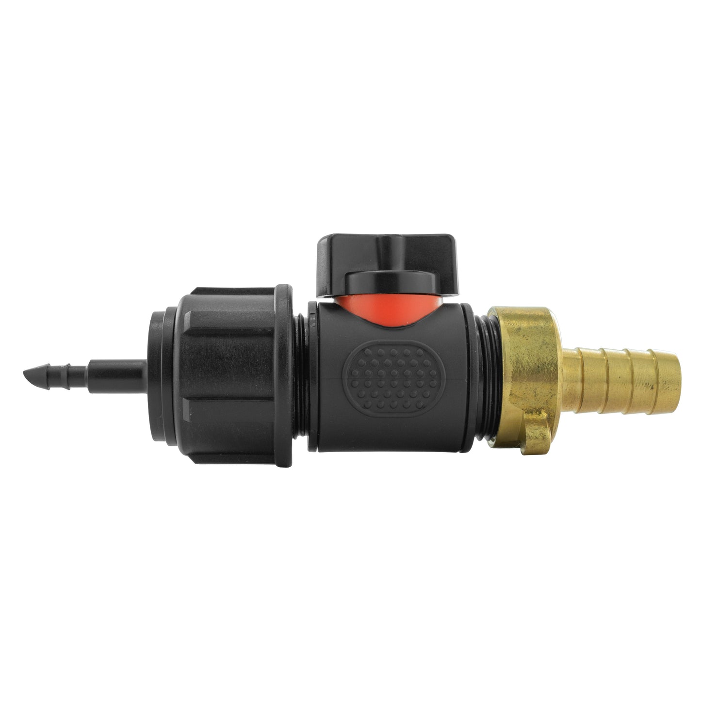4mm Barb Micro Connector with In-Line BSPM Valve and 13mm Brass Barb Tap Adapter