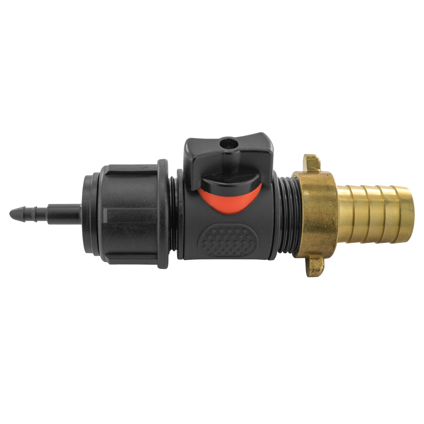 4mm Barb Micro Connector with In-Line BSPM Valve and 19mm Brass Barb Tap Adapter