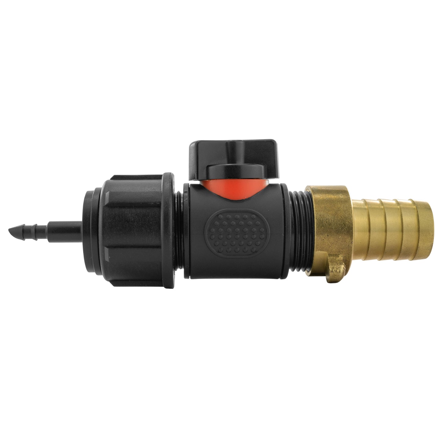 4mm Barb Micro Connector with In-Line BSPM Valve and 19mm Brass Barb Tap Adapter