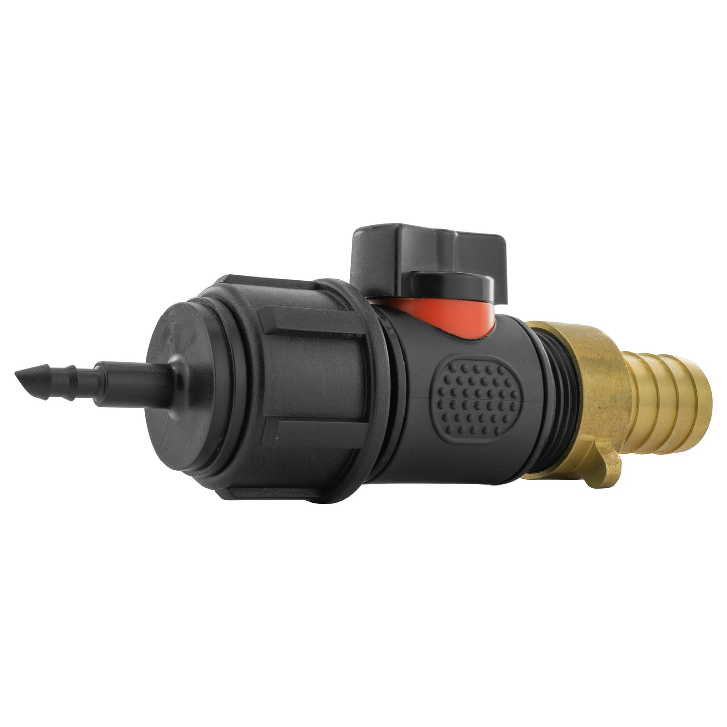 4mm Barb Micro Connector with In-Line BSPM Valve and 19mm Brass Barb Tap Adapter