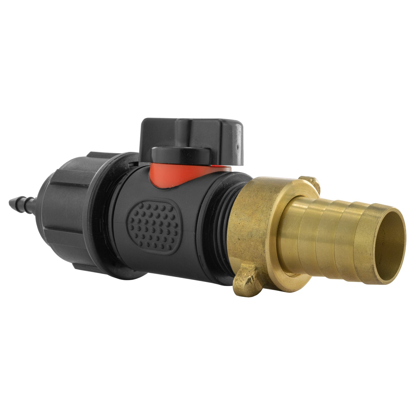 4mm Barb Micro Connector with In-Line BSPM Valve and 19mm Brass Barb Tap Adapter