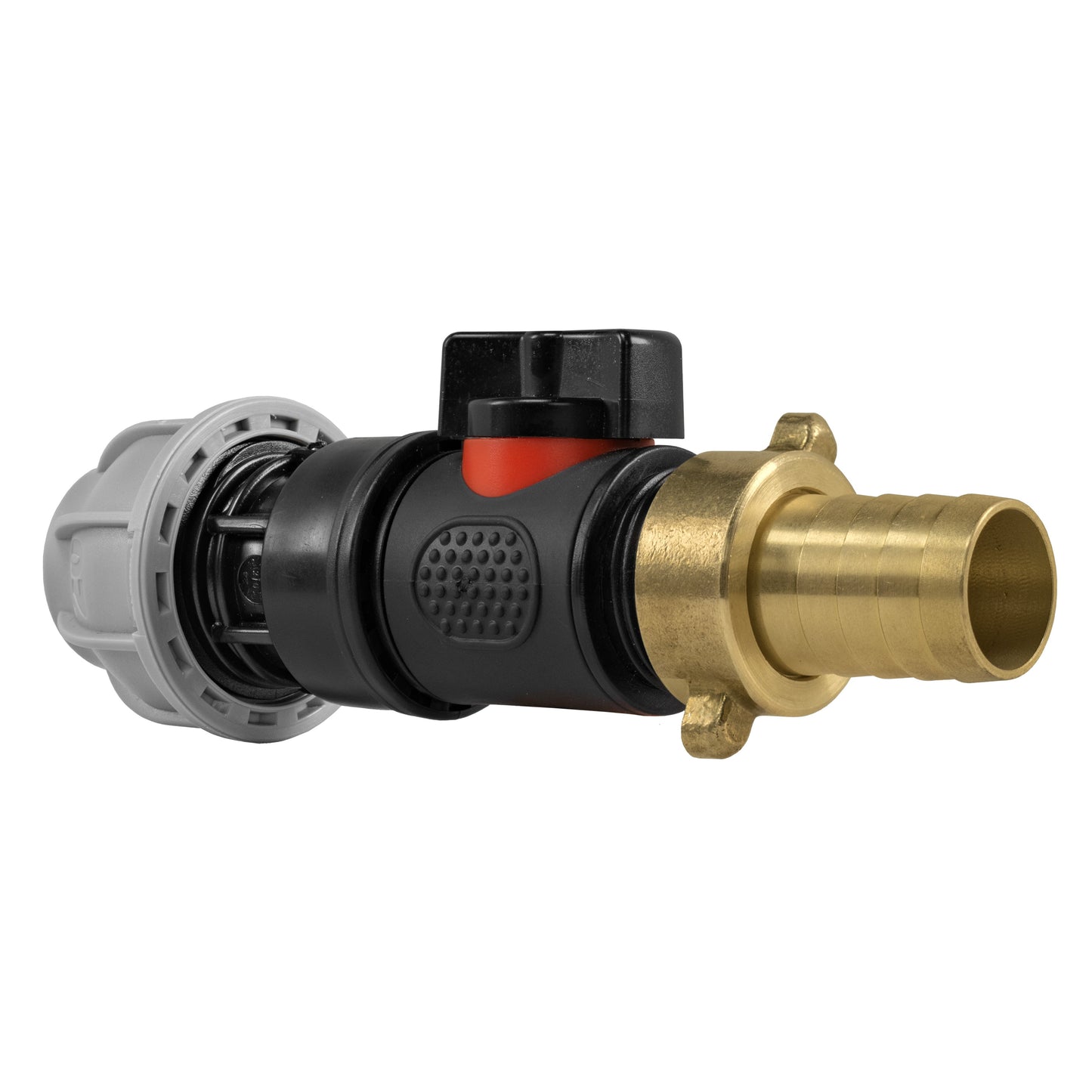 20mm MDPE Straight with In-Line BSPM Valve and 19mm Brass Barb Hose Pipe Fitting