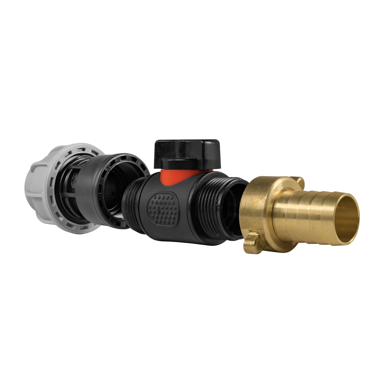 20mm MDPE Straight with In-Line BSPM Valve and 19mm Brass Barb Hose Pipe Fitting