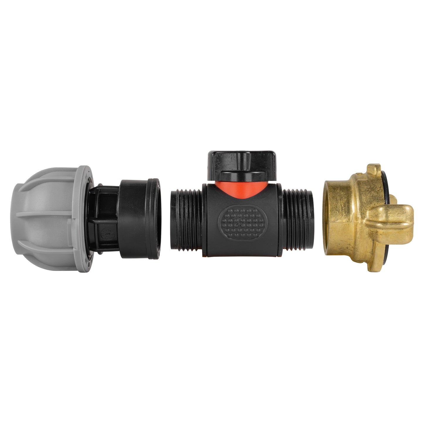 20mm MDPE Straight with In-Line BSPM Valve and Geka Type Connector Claw Coupling