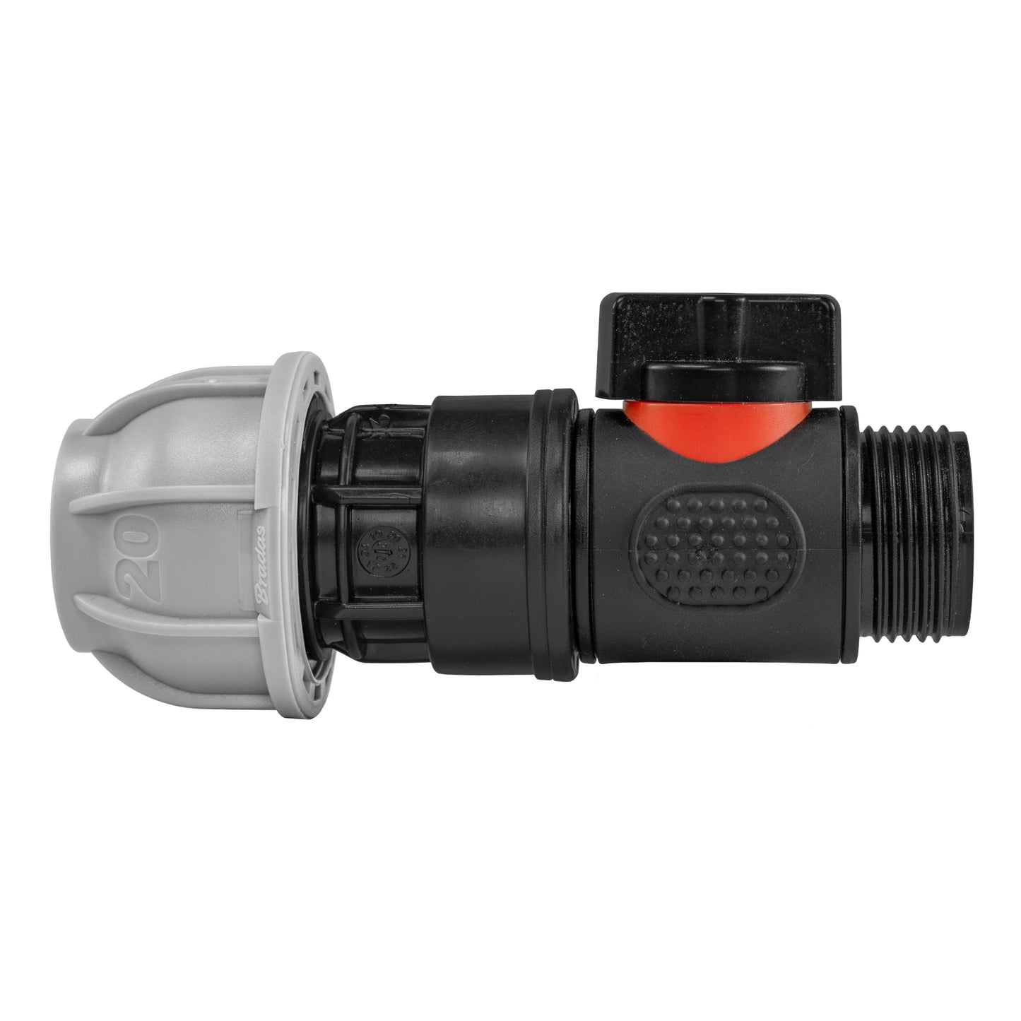 20mm MDPE Straight with In-Line BSPM Threaded Valve for Drip Irrigation Fitting