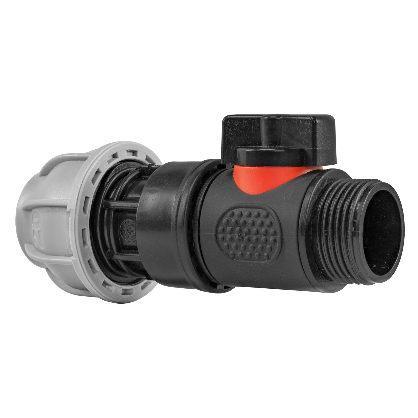20mm MDPE Straight with In-Line BSPM Threaded Valve for Drip Irrigation Fitting