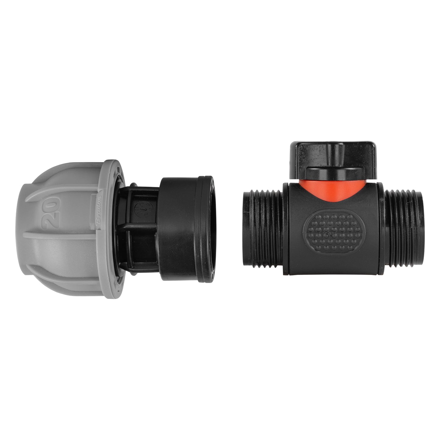 20mm MDPE Straight with In-Line BSPM Threaded Valve for Drip Irrigation Fitting