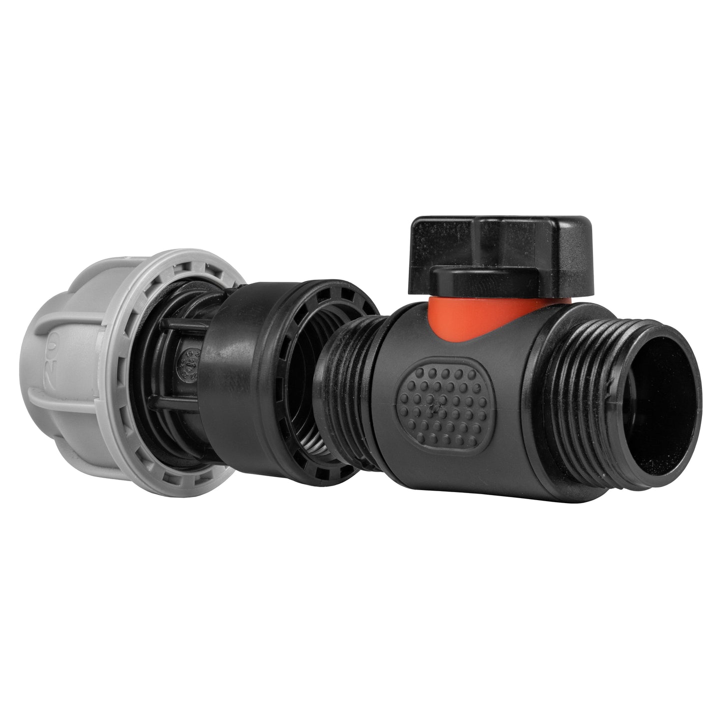 20mm MDPE Straight with In-Line BSPM Threaded Valve for Drip Irrigation Fitting