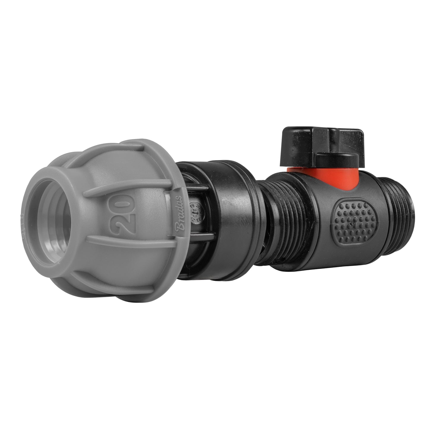 20mm MDPE Straight with In-Line BSPM Threaded Valve for Drip Irrigation Fitting