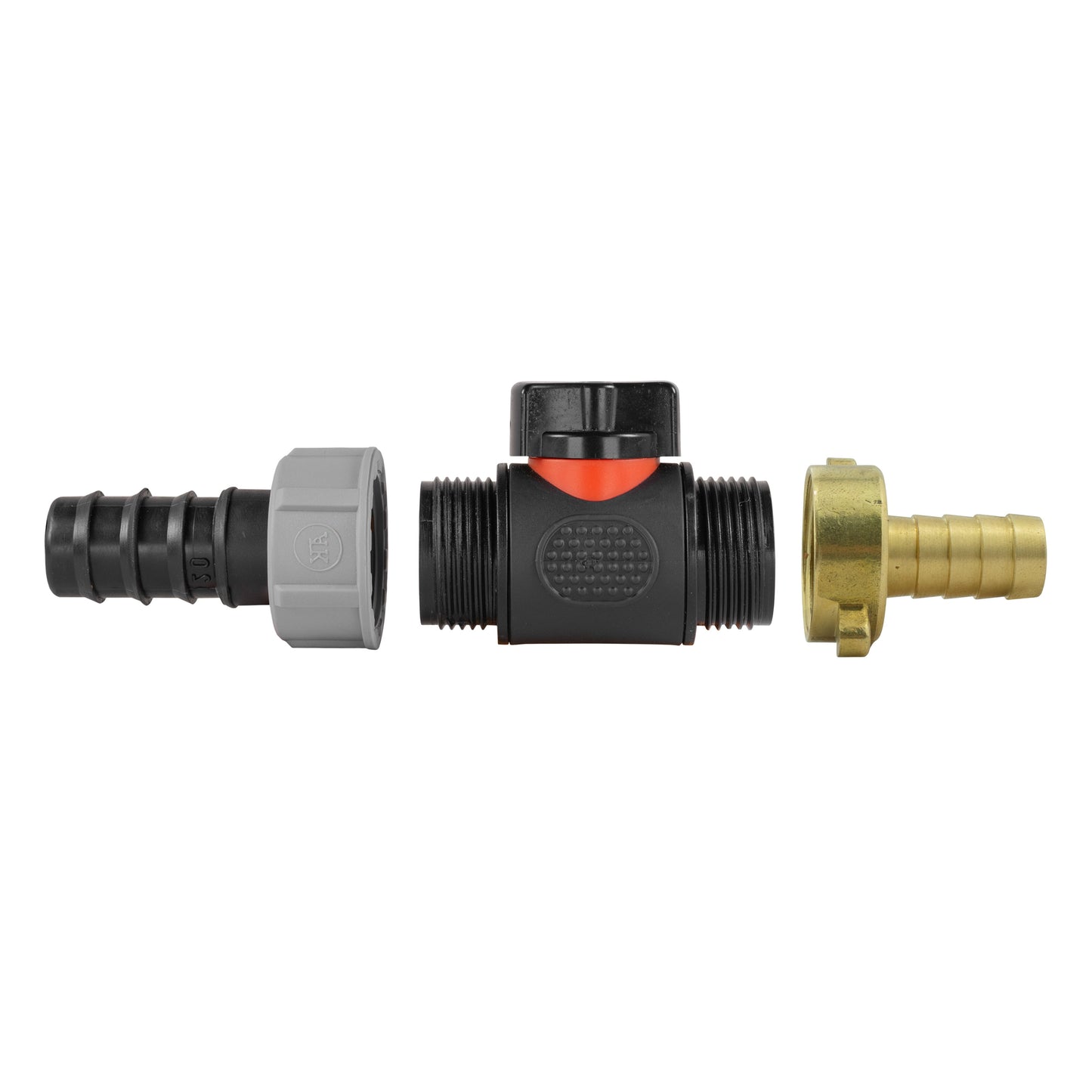 20mm Barbed Straight with In-Line BSPM Valve and 13mm Brass Barb Water Connector