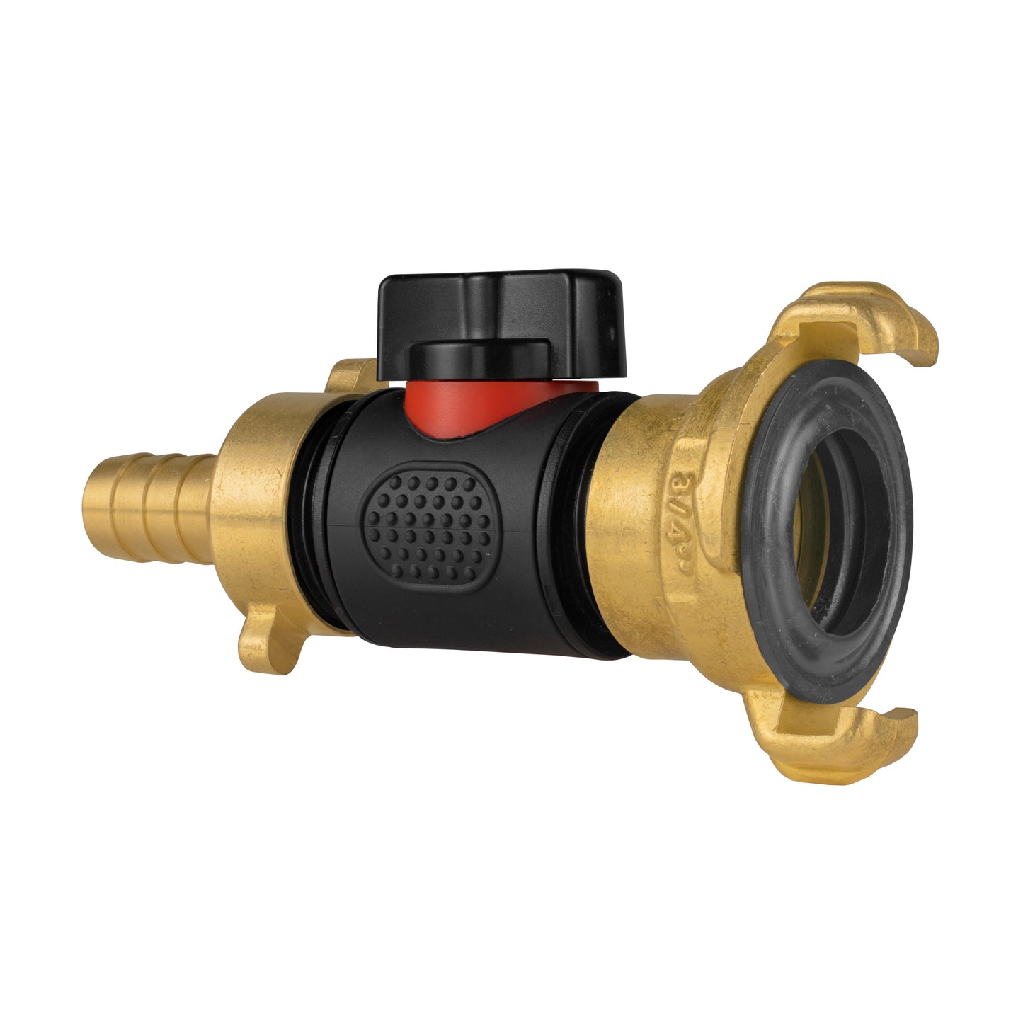 13mm Brass Barb with In-Line BSPM Valve and Geka Type Connector Water Connector