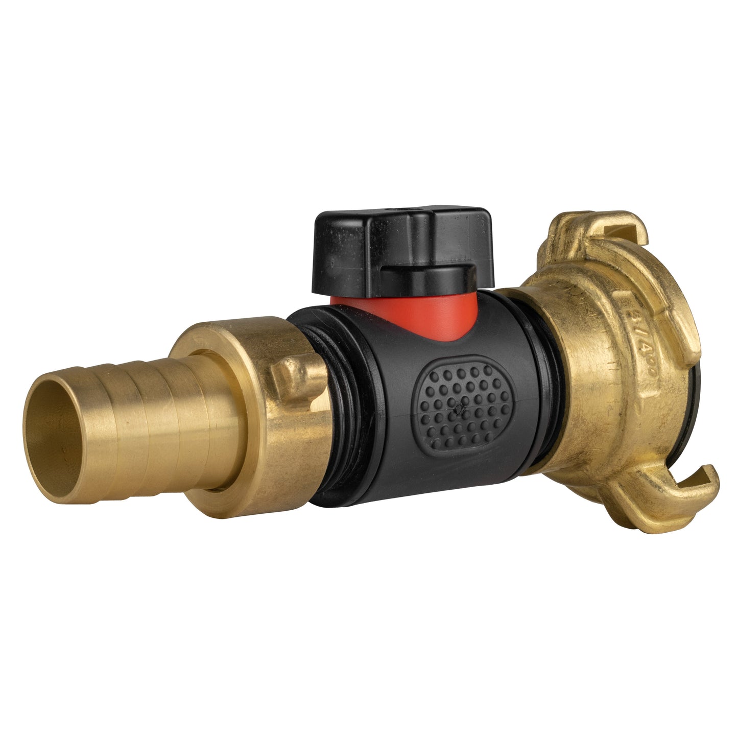19mm Brass Barb with In-Line BSPM Valve and Geka Type Connector Water Connector