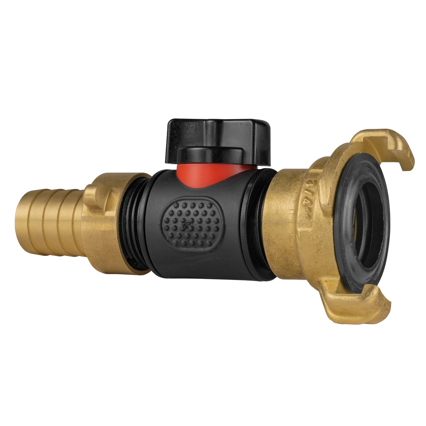 19mm Brass Barb with In-Line BSPM Valve and Geka Type Connector Water Connector