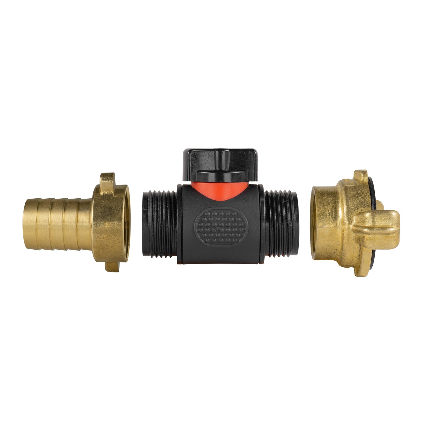19mm Brass Barb with In-Line BSPM Valve and Geka Type Connector Water Connector