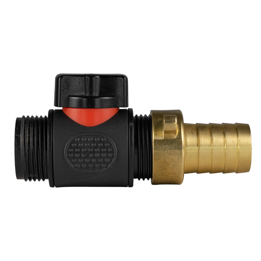 19mm Brass Barb with In-Line BSPM Threaded Valve Water Connector Barb Connector