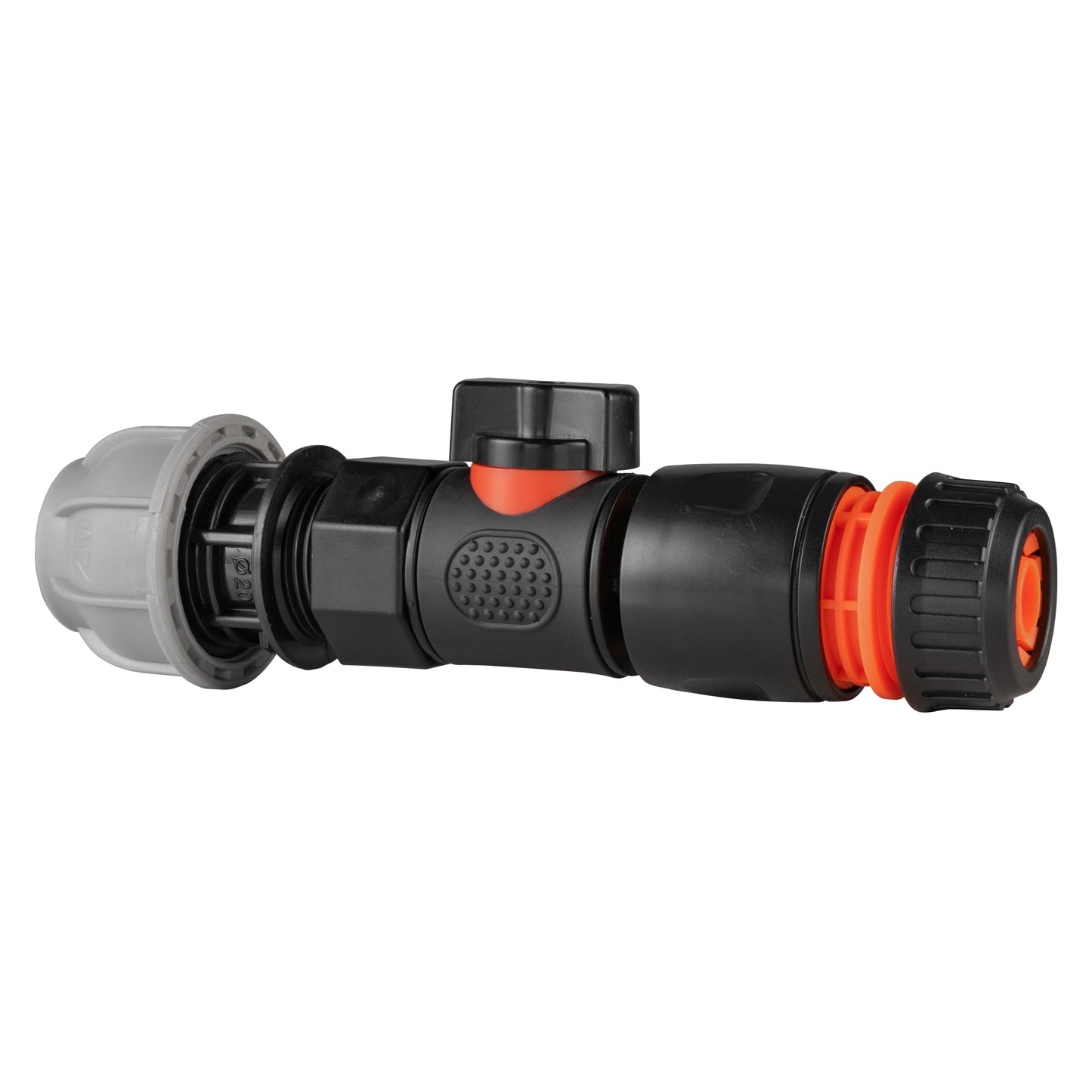 20mm MDPE Straight with BSPF-Quick Connect Valve and Hose Connector Black
