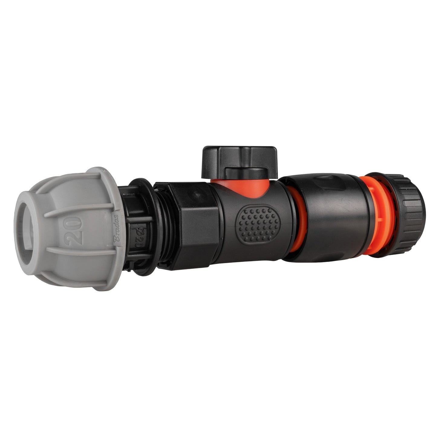 20mm MDPE Straight with BSPF-Quick Connect Valve and Hose Connector Black