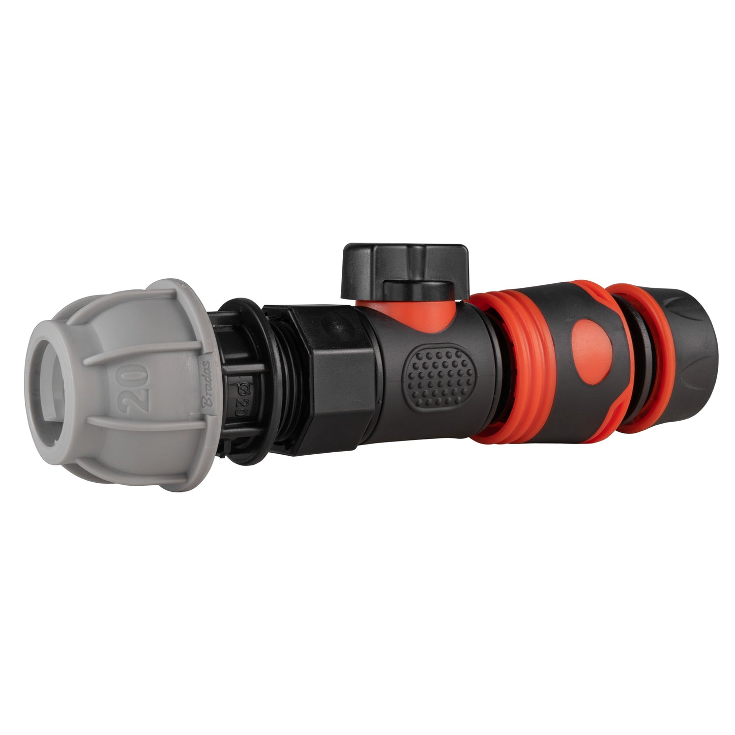 20mm MDPE Straight with BSPF-Quick Connect Valve and Hose Connector Black Soft