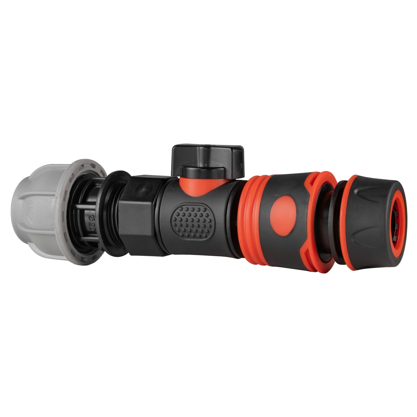 20mm MDPE Straight with BSPF-Quick Connect Valve and Hose Connector Black Soft