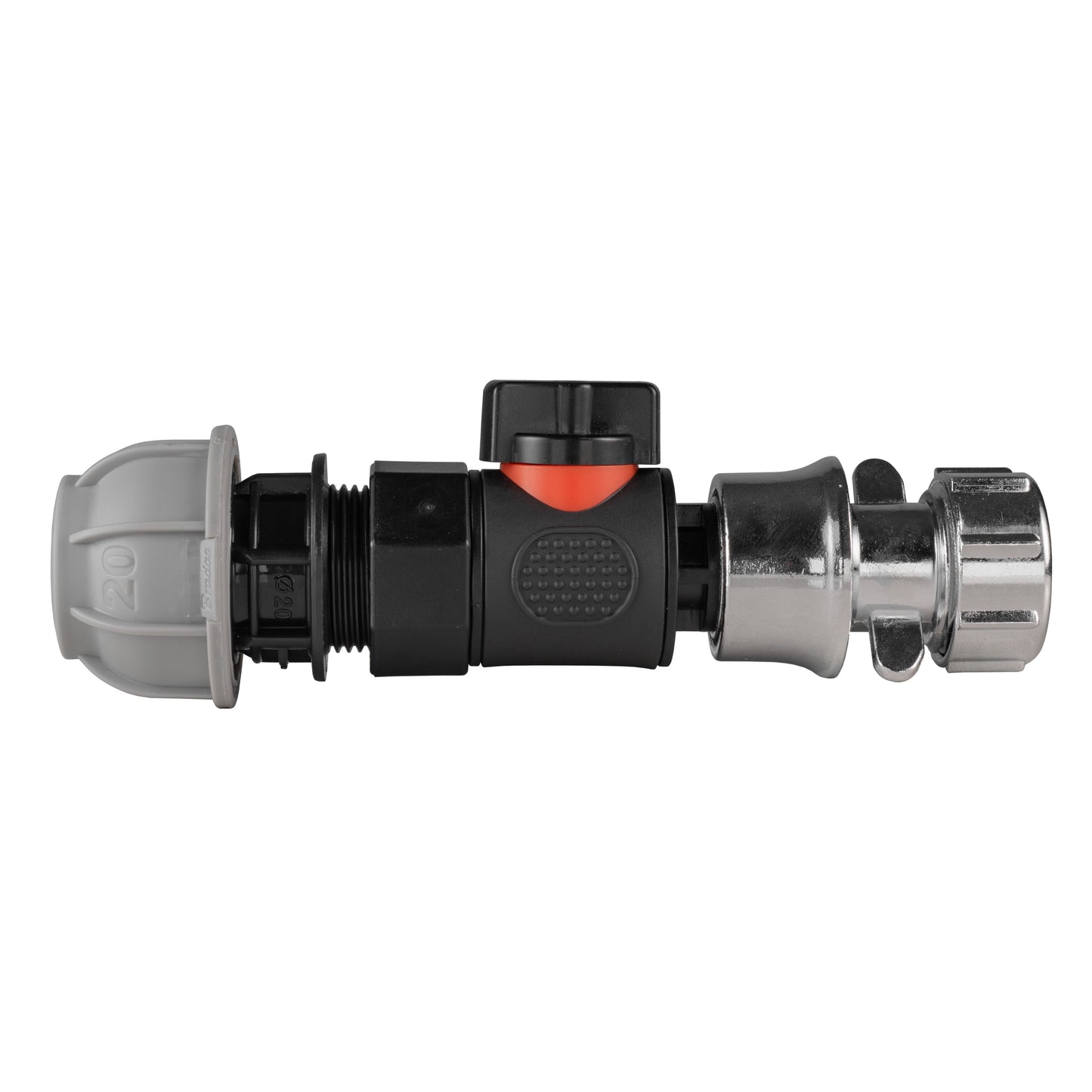 20mm MDPE Straight with BSPF-Quick Connect Valve and Hose Connector Zinc