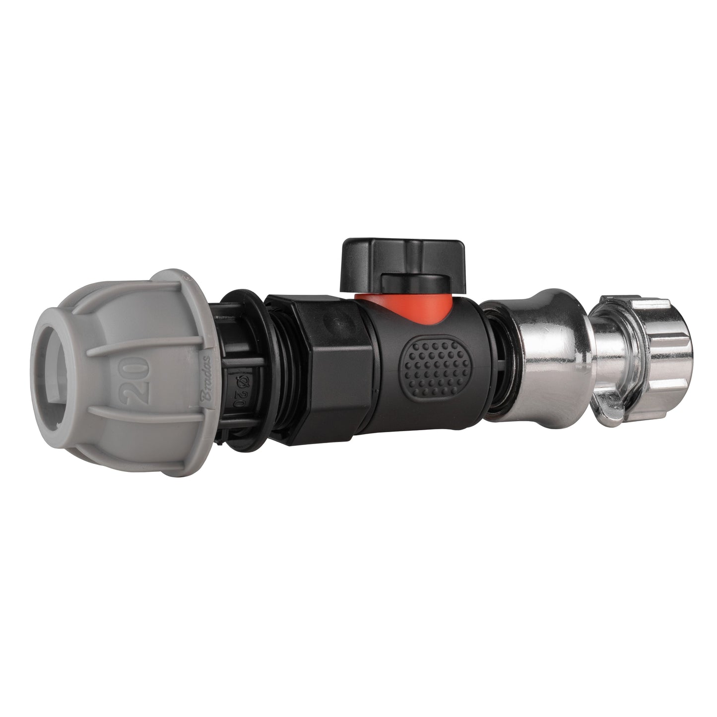 20mm MDPE Straight with BSPF-Quick Connect Valve and Hose Connector Zinc