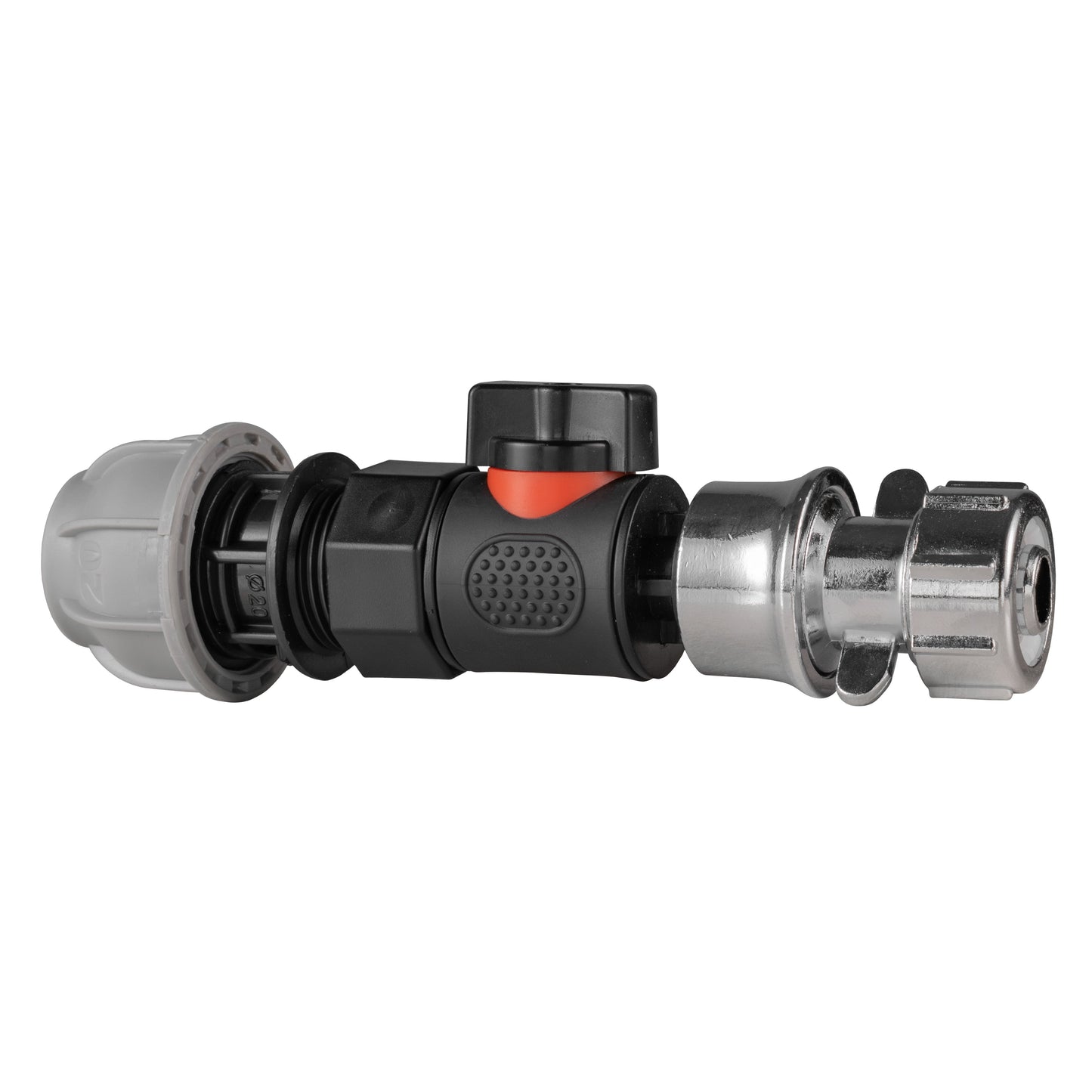 20mm MDPE Straight with BSPF-Quick Connect Valve and Hose Connector Zinc