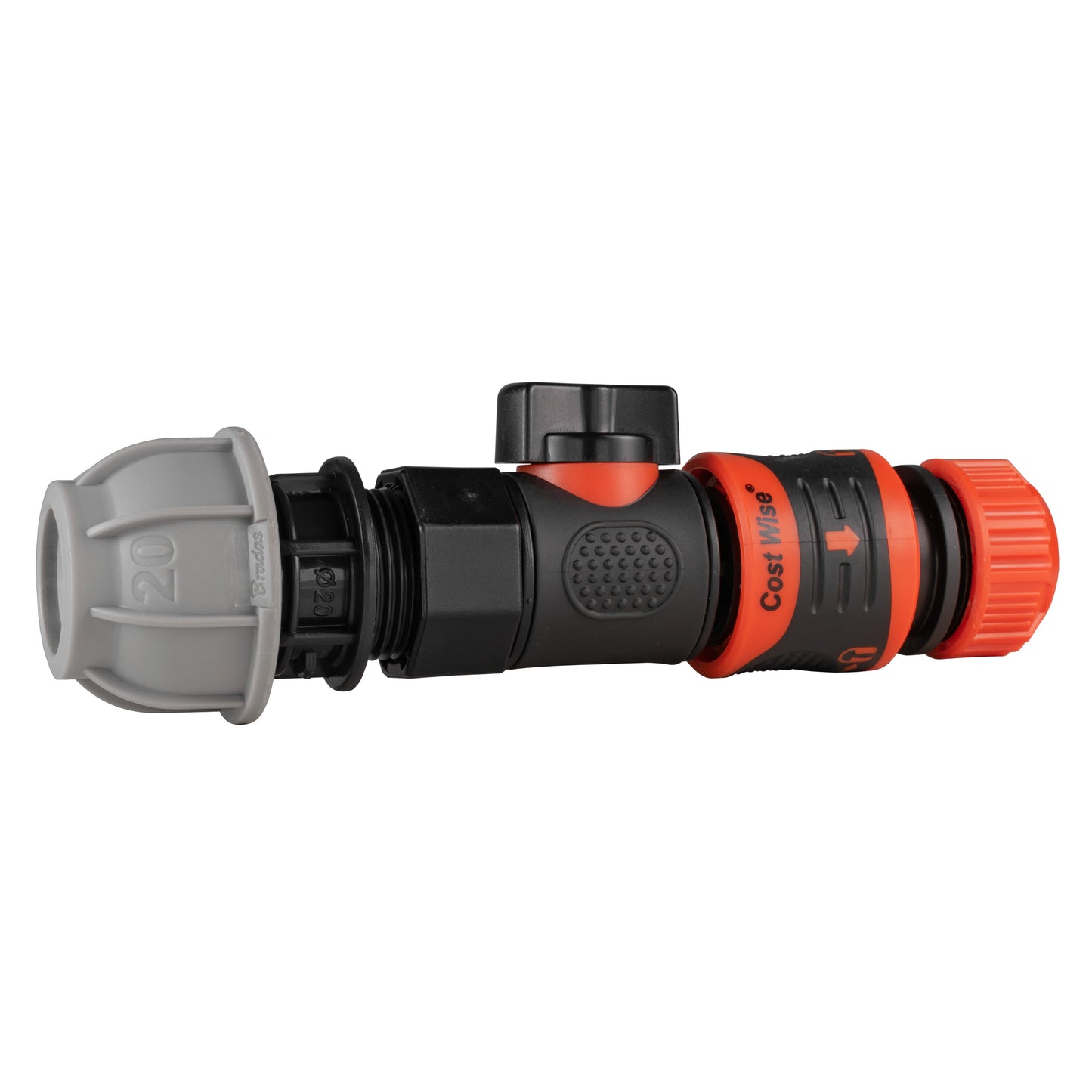 20mm MDPE Straight with BSPF-Quick Connect Valve and Hose Connector Lock