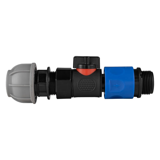 20mm MDPE Straight with BSPF-Quick Connect Valve and Hose Connector 3/4in BSPM