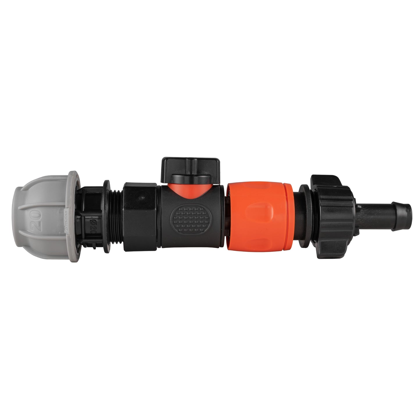 20mm MDPE Straight with BSPF-Quick Connect Valve and Hose Connector 16mm Barb