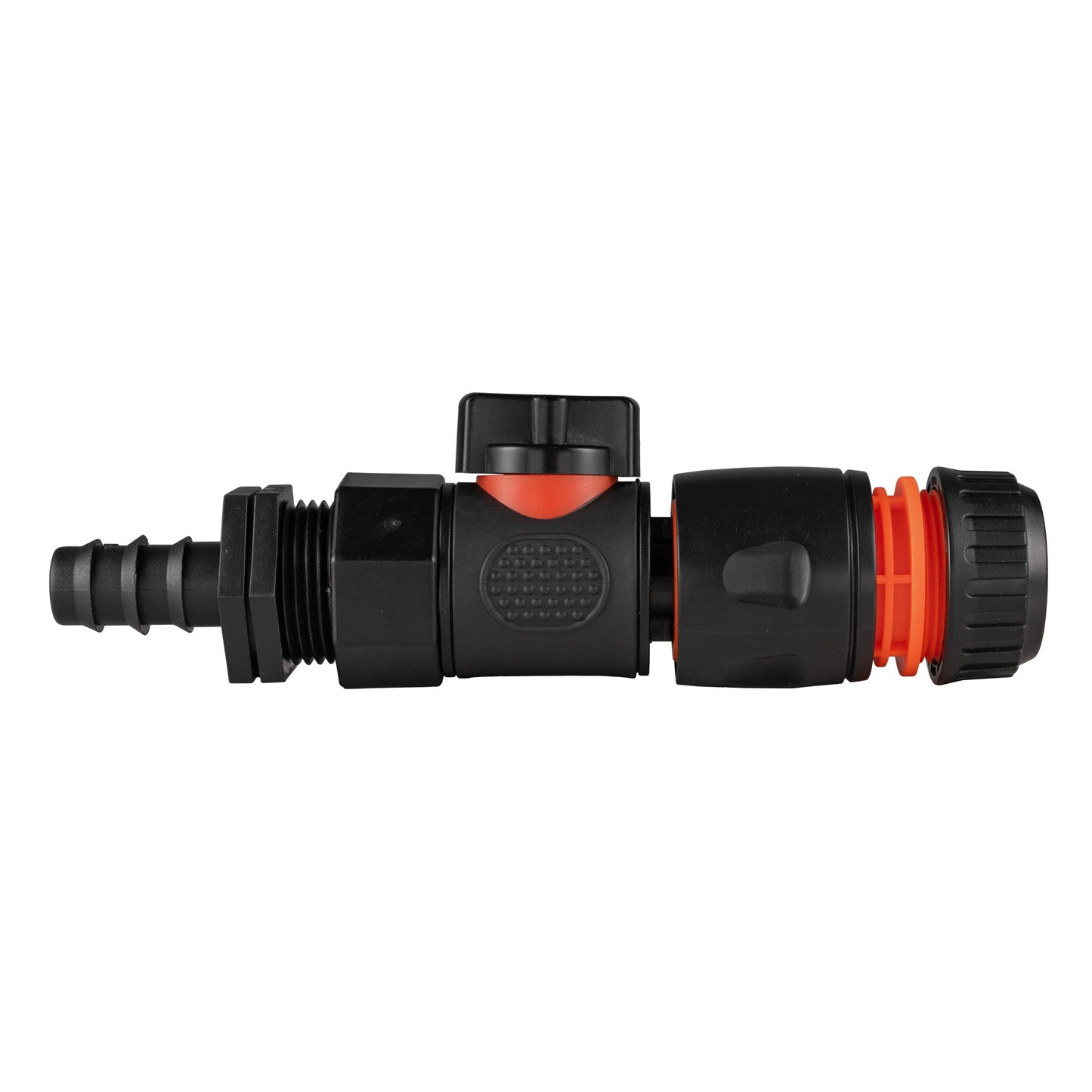 16mm Barbed Straight with BSPF-Quick Connect Valve and Hose Connector Black
