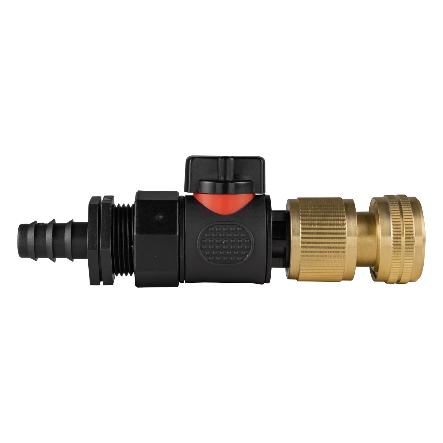 16mm Barbed Straight with BSPF-Quick Connect Valve and Hose Connector Brass