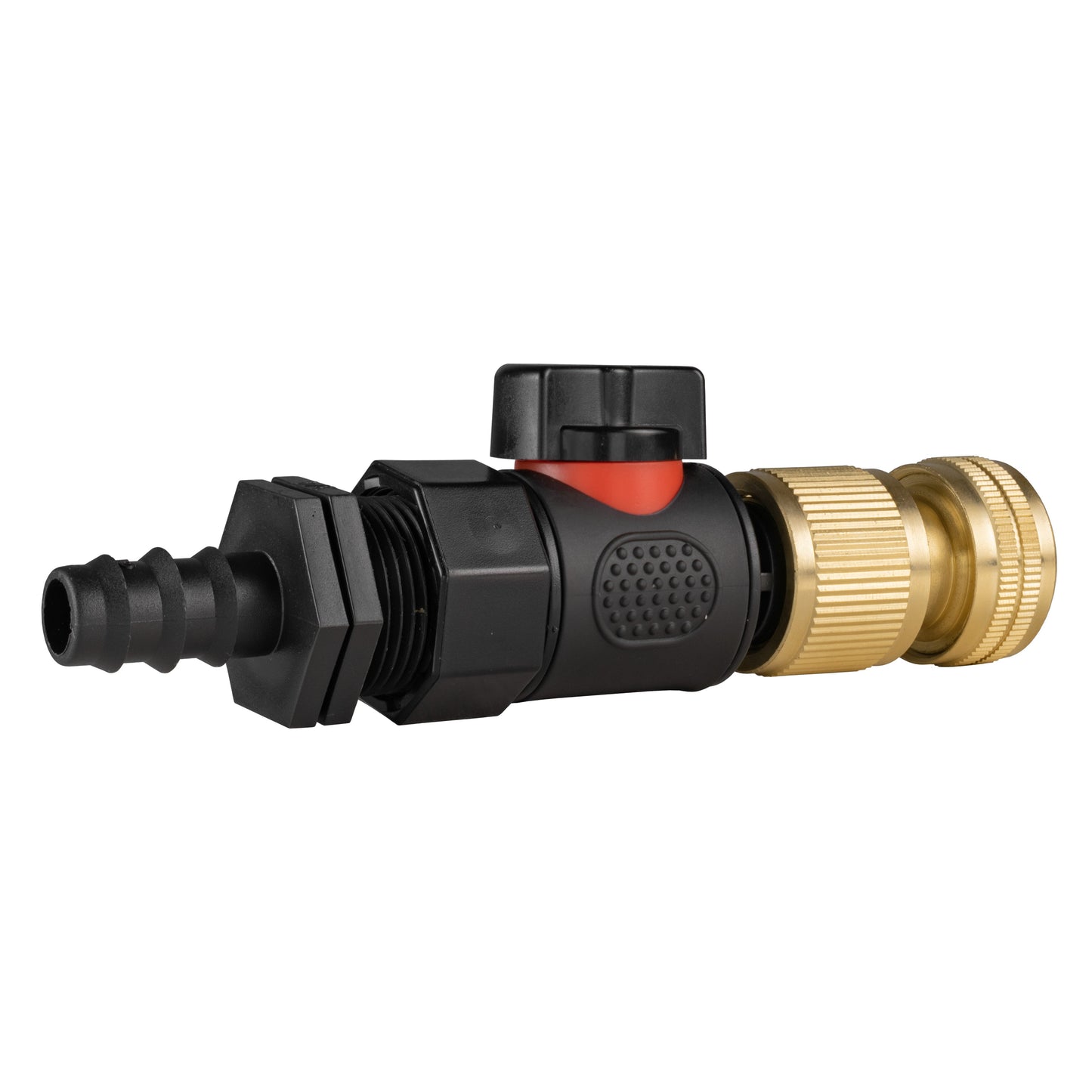 16mm Barbed Straight with BSPF-Quick Connect Valve and Hose Connector Brass