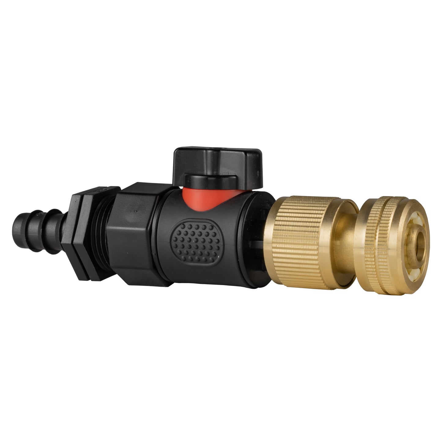 16mm Barbed Straight with BSPF-Quick Connect Valve and Hose Connector Brass