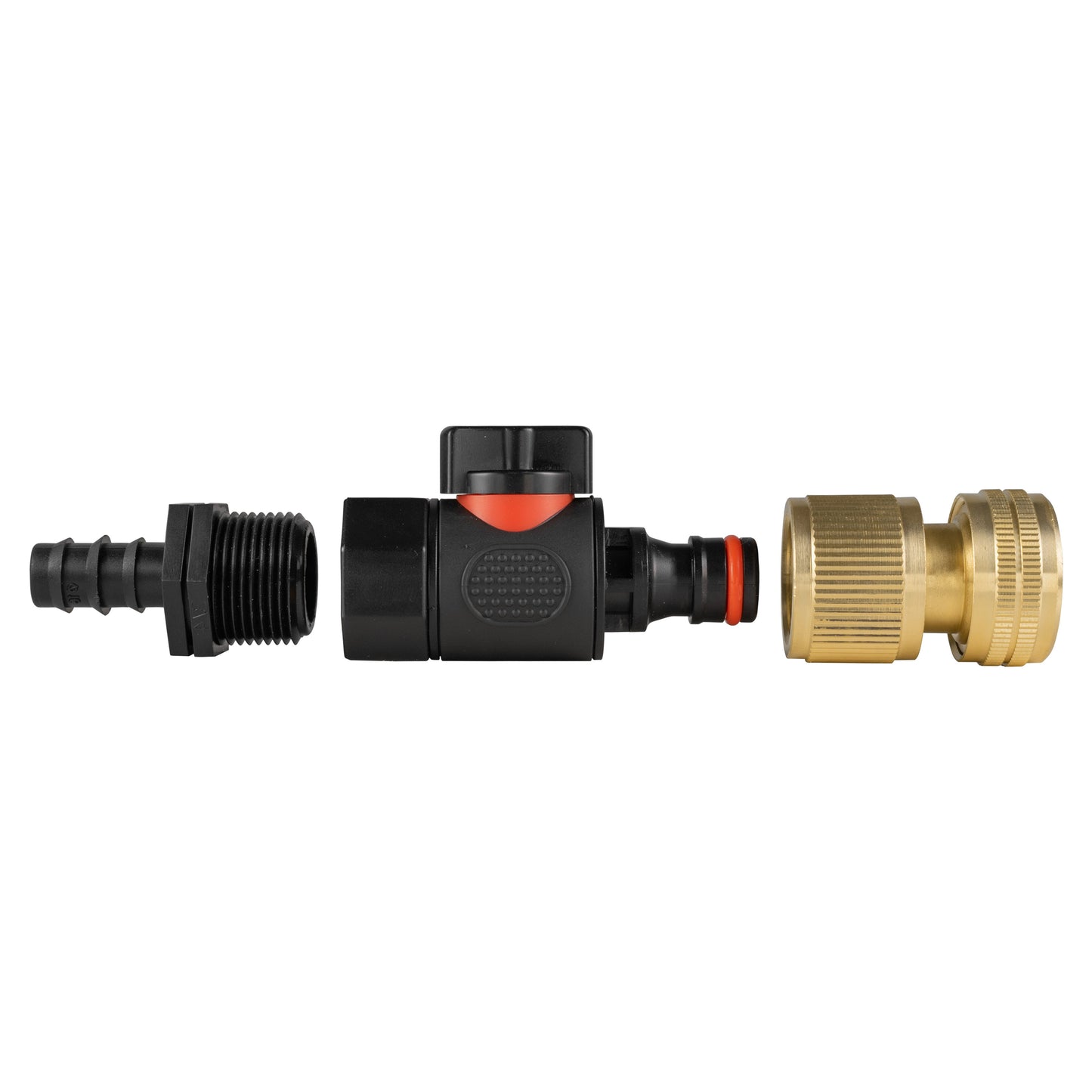 16mm Barbed Straight with BSPF-Quick Connect Valve and Hose Connector Brass