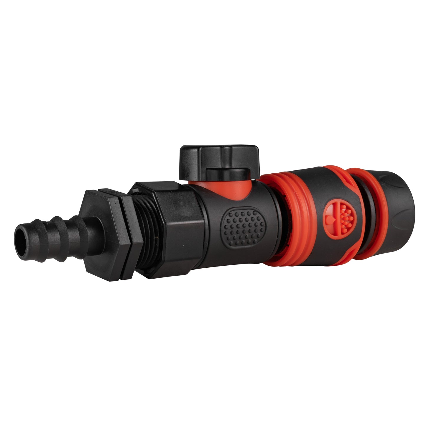 16mm Barbed Straight with BSPF-Quick Connect Valve and Hose Connector Black Soft
