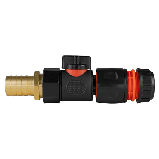 19mm Brass Barb with BSPF-Quick Connect Valve and Hose Connector Black