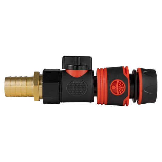 19mm Brass Barb with BSPF-Quick Connect Valve and Hose Connector Black Soft
