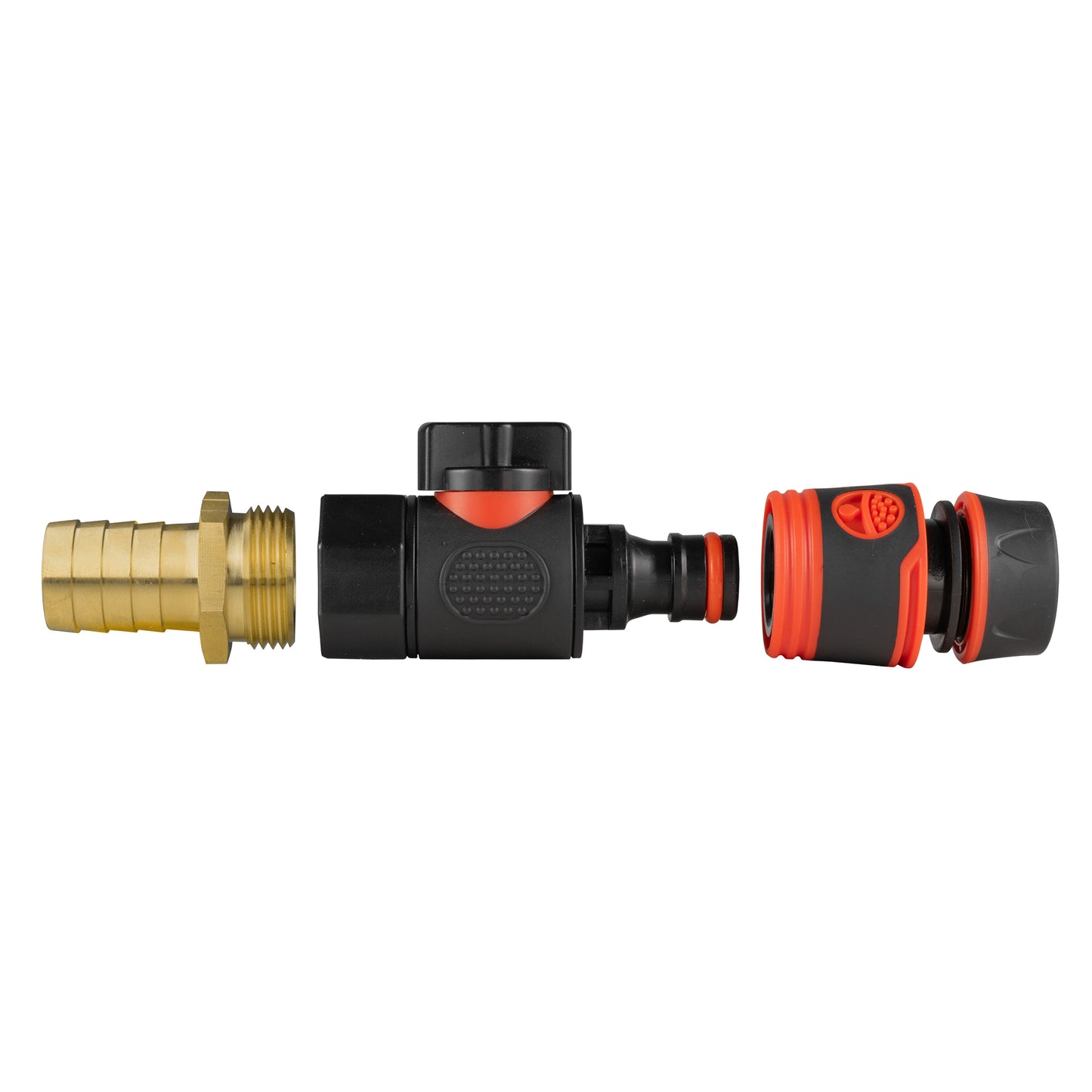19mm Brass Barb with BSPF-Quick Connect Valve and Hose Connector Black Soft