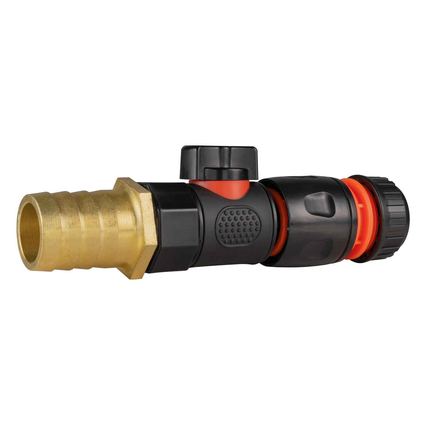 25mm Brass Barb with BSPF-Quick Connect Valve and Hose Connector Black