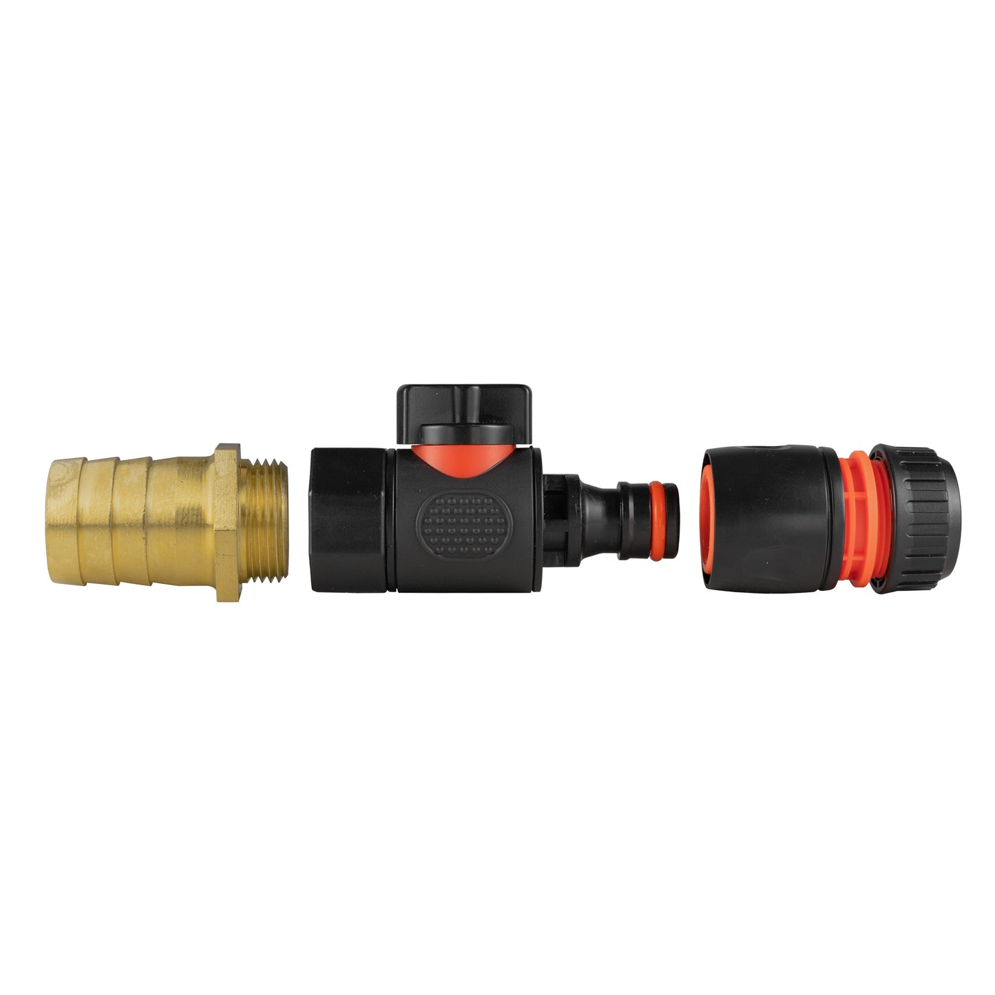 25mm Brass Barb with BSPF-Quick Connect Valve and Hose Connector Black