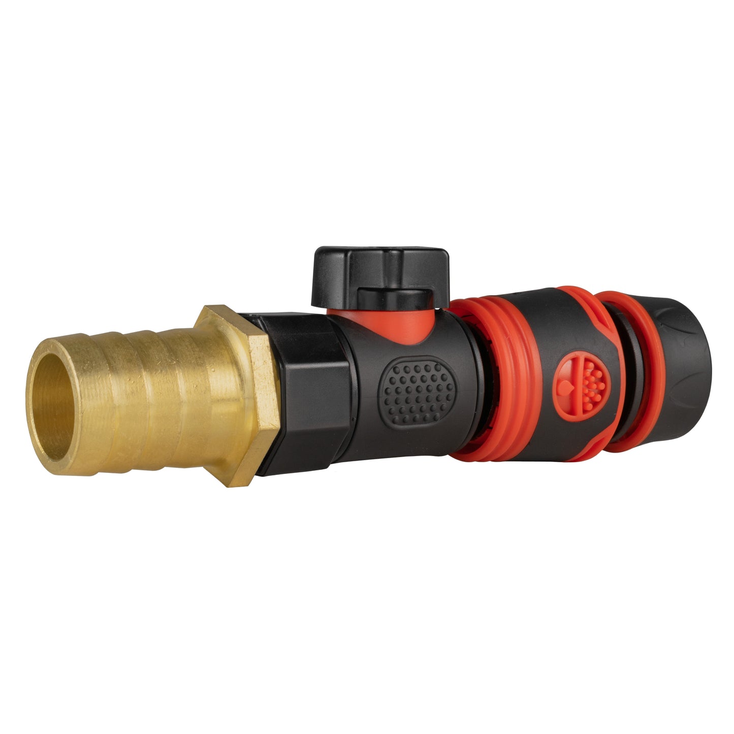 25mm Brass Barb with BSPF-Quick Connect Valve and Hose Connector Black Soft