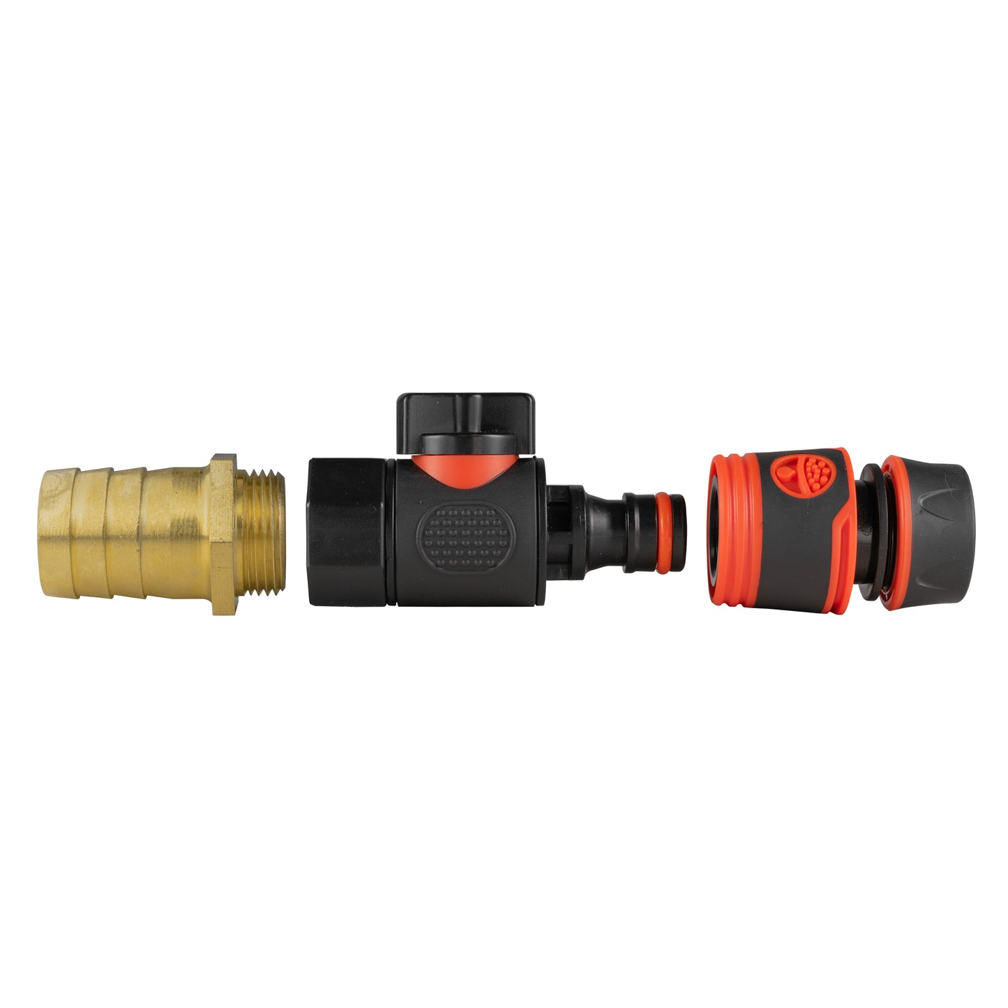 25mm Brass Barb with BSPF-Quick Connect Valve and Hose Connector Black Soft